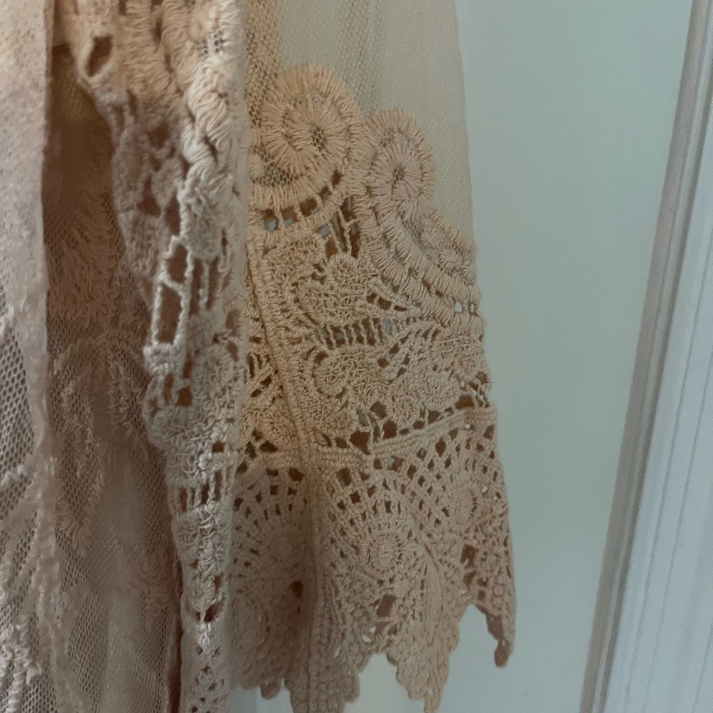 Ultra Pink Sheer Lace Top in‎ Soft Peach cottagecore boho - Picture 4 of 6